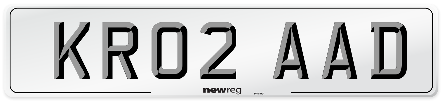 KR02 AAD Number Plate from New Reg